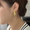 Golden teardrop-shaped ear studs, fashionable, simple and versatile earrings, light luxury alloy ear studs details Picture